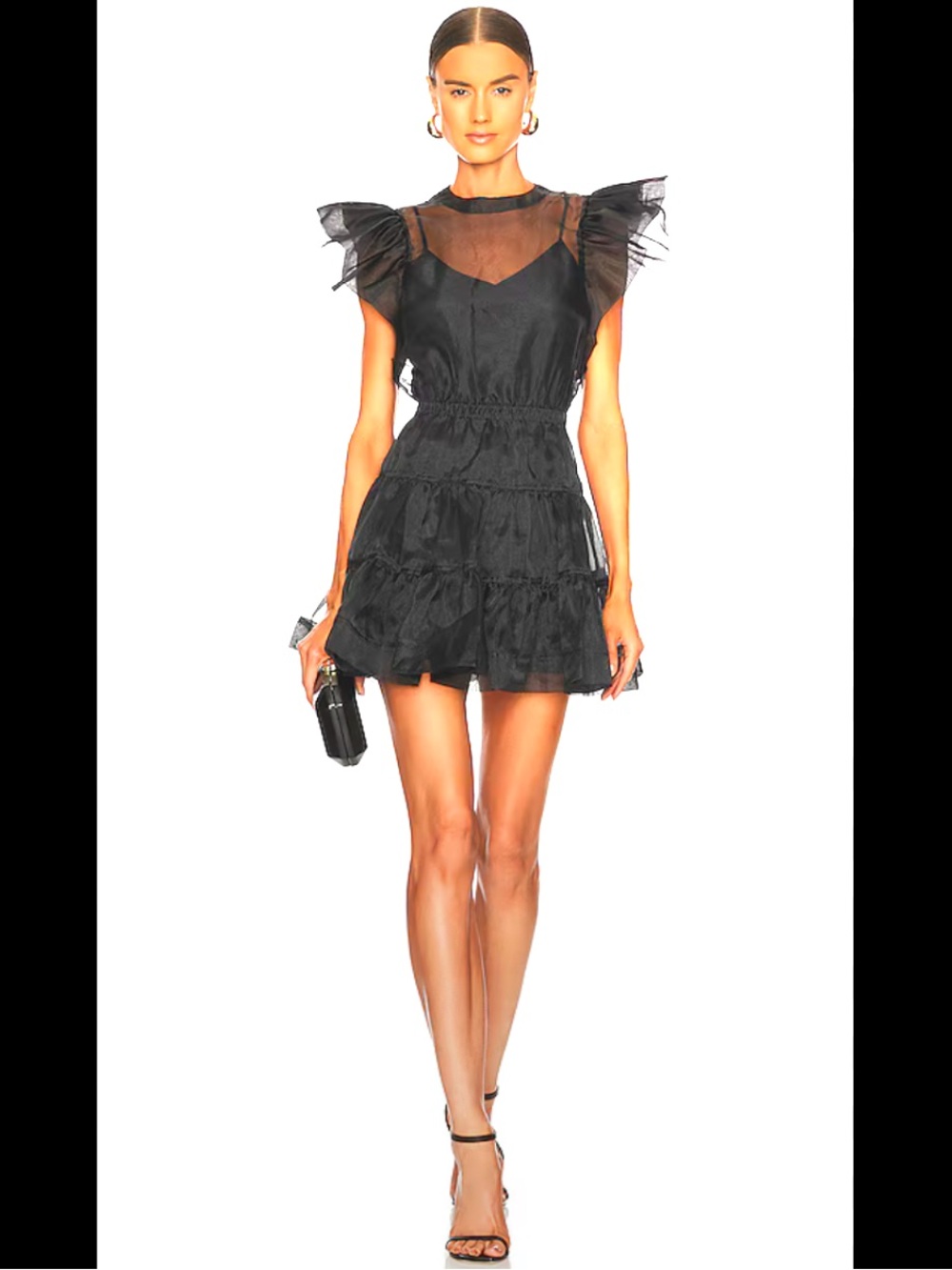 SIMKHAI Monique Organza Mini Dress in Black